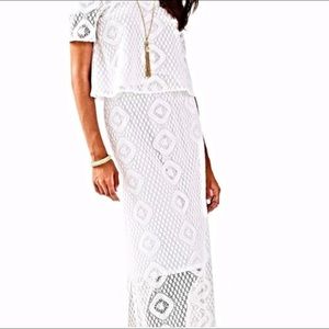 Lilly Pulitzer mansi lace set top&skirt L NWOT